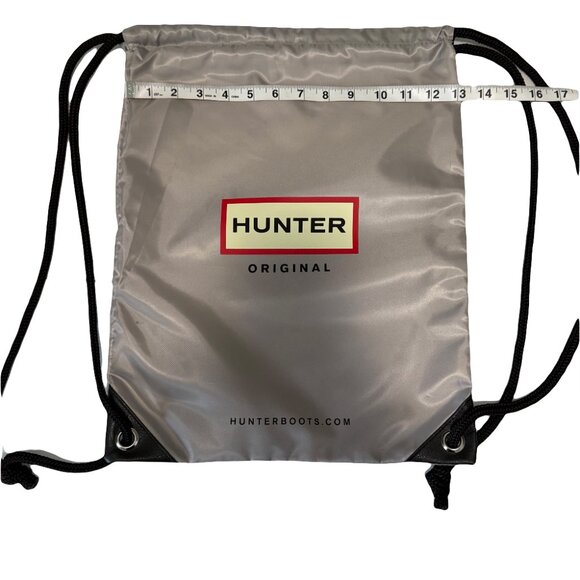 Hunter Original Gray Silver Drawstring Backpack Gym Travel Tote Logo Bag - Picture 4 of 7
